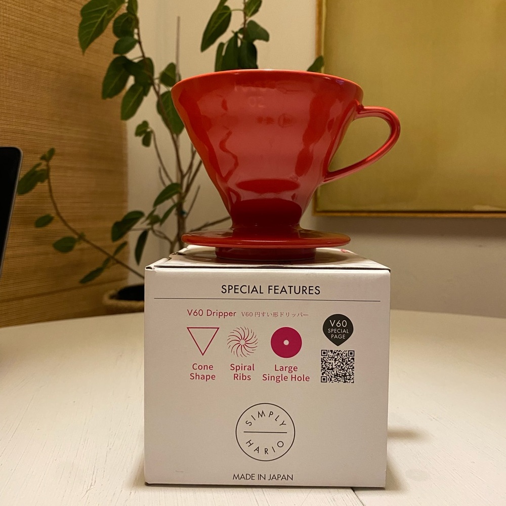 Hario V60 pourover brewer cone.